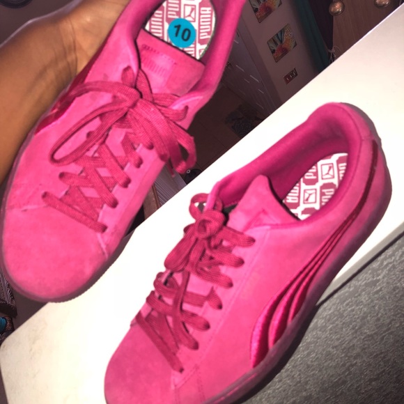 Puma Shoes All Pink Suede Pumas Poshmark